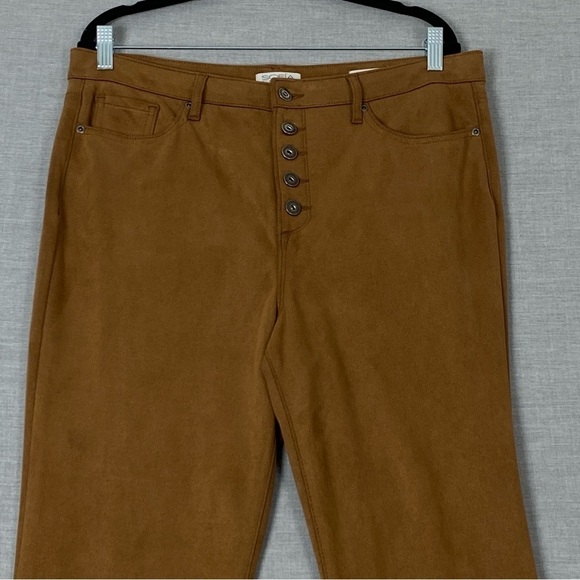 Sofia Jeans Melisa Flare Pants Womens 16 Brown Button Fly Soft Suede Feel - Picture 2 of 14